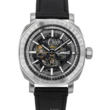 Orologio da uomo Ingersoll The Outrider con cinturino in pelle e quadrante scheletrato nero, automatico I16401