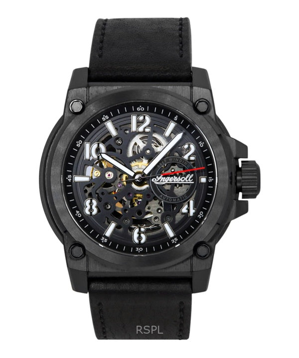 Orologio da uomo Ingersoll The Anvil con cinturino in pelle e quadrante nero automatico I16602