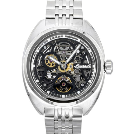 Orologio da uomo Ingersoll The Wrangler in acciaio inossidabile con quadrante scheletrato nero automatico I16901