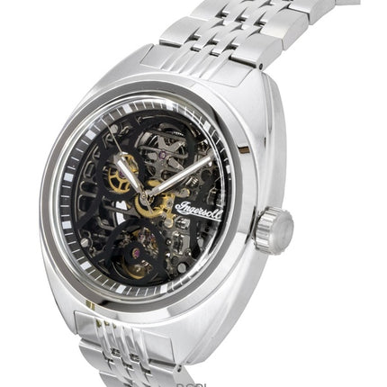 Orologio da uomo Ingersoll The Wrangler in acciaio inossidabile con quadrante scheletrato nero automatico I16901