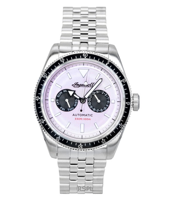 Orologio da uomo Ingersoll Outlaw in acciaio inossidabile con quadrante rosa automatico I17201