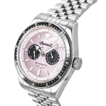 Orologio da uomo Ingersoll Outlaw in acciaio inossidabile con quadrante rosa automatico I17201