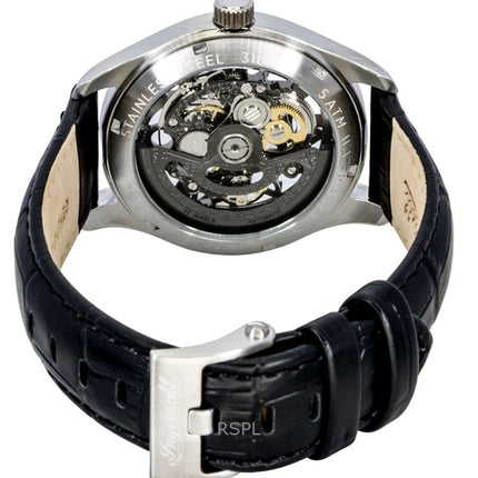Orologio da uomo Ingersoll The Maverick con cinturino in pelle e quadrante scheletrato nero, automatico I17401