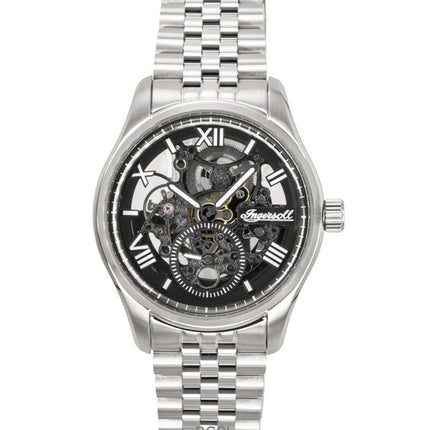 Orologio da uomo Ingersoll The Maverick in acciaio inossidabile con quadrante scheletrato nero automatico I17403