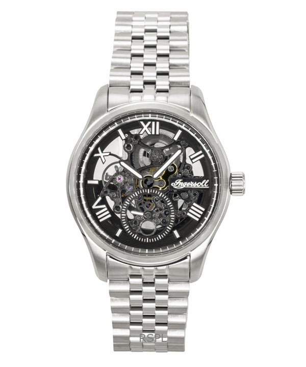 Orologio da uomo Ingersoll The Maverick in acciaio inossidabile con quadrante scheletrato nero automatico I17403