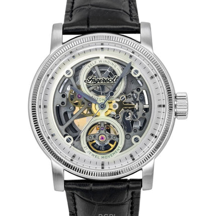 Orologio da uomo Ingersoll The Guy con cinturino in pelle, quadrante scheletrato grigio e movimento automatico I17501