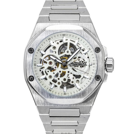 Orologio da uomo Ingersoll The Faller in acciaio inossidabile con quadrante scheletrato grigio, automatico, modello I17601.