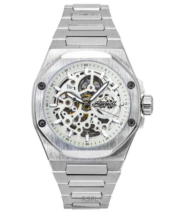 Orologio da uomo Ingersoll The Faller in acciaio inossidabile con quadrante scheletrato grigio, automatico, modello I17601.