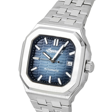 Orologio da uomo Ingersoll The Yield in acciaio inossidabile con quadrante blu e movimento automatico, modello I17801.