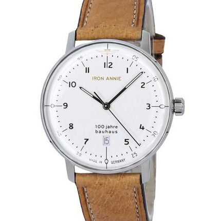 Orologio da uomo Iron Annie 100 Jahre Bauhaus cinturino in pelle quadrante bianco al quarzo 50461