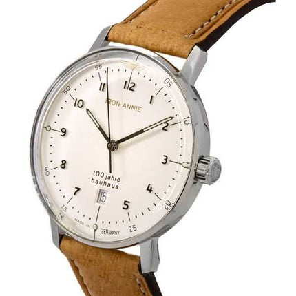 Orologio da uomo Iron Annie 100 Jahre Bauhaus cinturino in pelle quadrante bianco al quarzo 50461