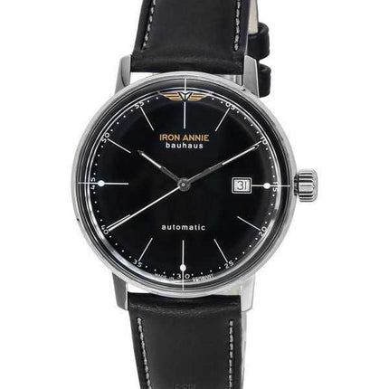 Iron Annie Bauhaus cinturino in pelle quadrante nero automatico 50502 orologio da uomo