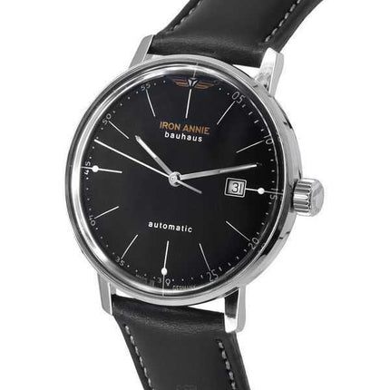 Iron Annie Bauhaus cinturino in pelle quadrante nero automatico 50502 orologio da uomo