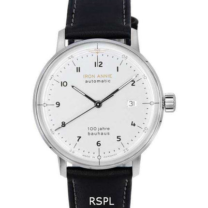Orologio da uomo Iron Annie 100 Jahre Bauhaus cinturino in pelle quadrante bianco automatico 50561