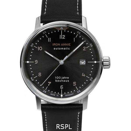 Orologio da uomo Iron Annie 100 Jahre Bauhaus cinturino in pelle quadrante nero automatico 50562