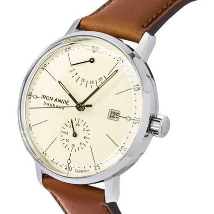 Orologio da uomo automatico 50605 con cinturino in pelle Iron Annie Bauhaus quadrante beige