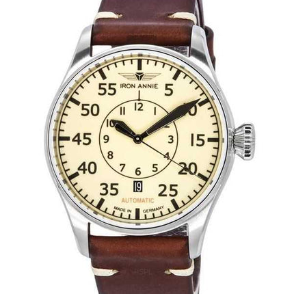 Iron Annie Flight Control Cockpit cinturino in pelle quadrante beige orologio automatico da uomo 51565