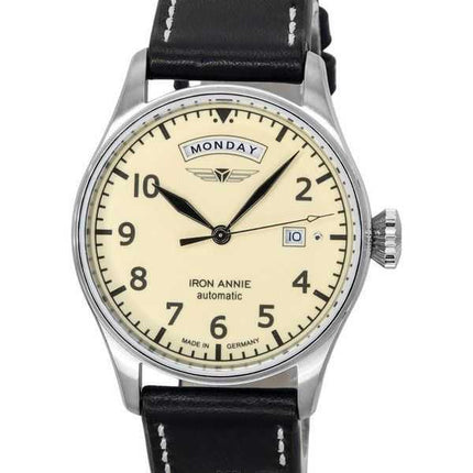Orologio da uomo automatico 51645 con cinturino in pelle per il controllo del volo della cabina di pilotaggio Iron Annie