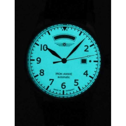 Orologio da uomo automatico 51645 con cinturino in pelle per il controllo del volo della cabina di pilotaggio Iron Annie