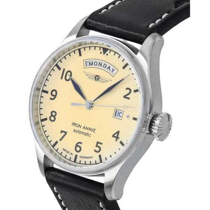 Orologio da uomo automatico 51645 con cinturino in pelle per il controllo del volo della cabina di pilotaggio Iron Annie