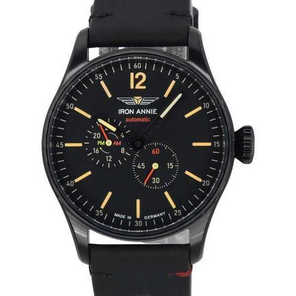 Iron Annie Flight Control cinturino in pelle quadrante nero automatico 51782 orologio da uomo