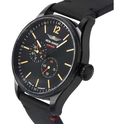 Iron Annie Flight Control cinturino in pelle quadrante nero automatico 51782 orologio da uomo