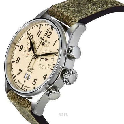 Iron Annie Flight Control Cronografo Cinturino in Pelle Beige Quadrante Luminoso Automatico 51865 Orologio da Uomo