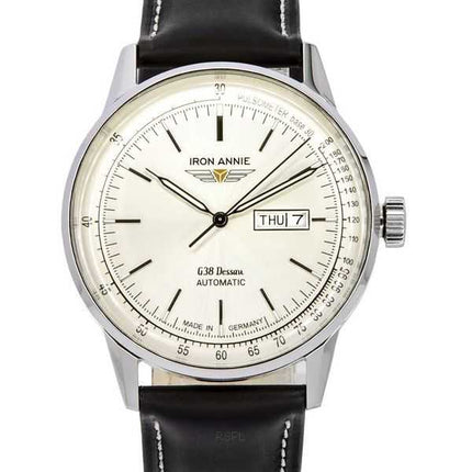 Orologio da uomo Iron Annie G38 Dessau con cinturino in pelle quadrante argento automatico 53661 100M