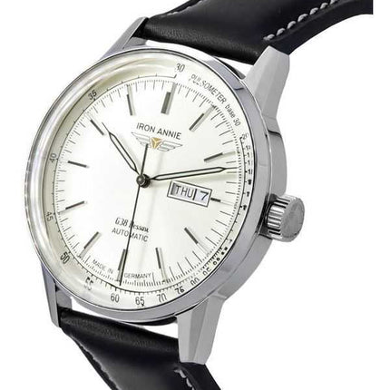 Orologio da uomo Iron Annie G38 Dessau con cinturino in pelle quadrante argento automatico 53661 100M