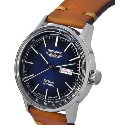 Orologio da uomo Iron Annie G38 Dessau cinturino in pelle quadrante blu automatico 53663 100M