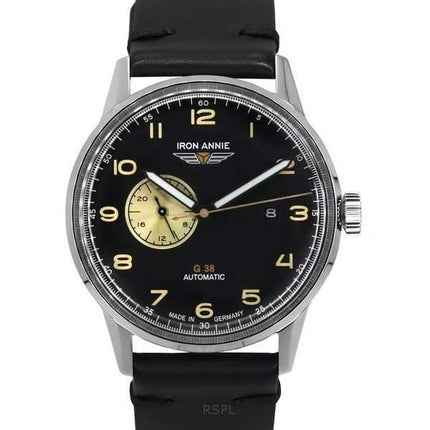 Orologio da uomo Iron Annie G38 con cinturino in pelle e quadrante nero automatico 53682 100M