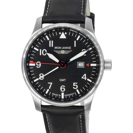 Iron Annie F13 Tempelhof Special Edition GMT cinturino in pelle quadrante nero quarzo 56442 orologio da uomo