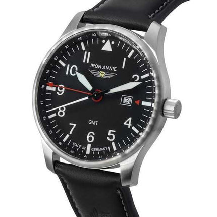 Iron Annie F13 Tempelhof Special Edition GMT cinturino in pelle quadrante nero quarzo 56442 orologio da uomo