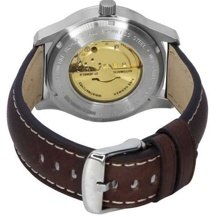 Orologio da uomo Iron Annie D-Aqui 1932 cinturino in pelle quadrante nero automatico 56622 100M