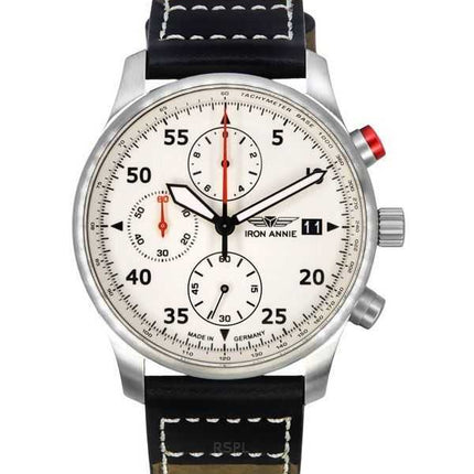 Iron Annie F13 Tempelhof Cronografo Cinturino in Pelle Quadrante Beige Quarzo 56705 100M Orologio da Uomo
