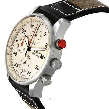Iron Annie F13 Tempelhof Cronografo Cinturino in Pelle Quadrante Beige Quarzo 56705 100M Orologio da Uomo