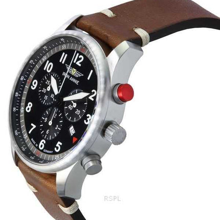 Iron Annie F13 Tempelhof Cronografo Cinturino in Pelle Marrone Quadrante Nero Quarzo 56882 Orologio da Uomo