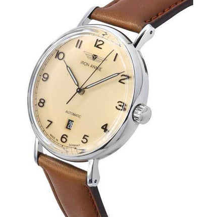 Iron Annie Amazonas Impressioni cinturino in pelle quadrante beige automatico 59543 orologio da uomo