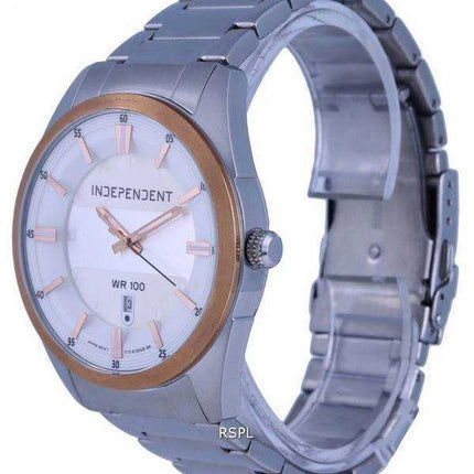 Orologio da uomo indipendente al quarzo con quadrante bianco in acciaio inossidabile IB5-331-11.G 100M