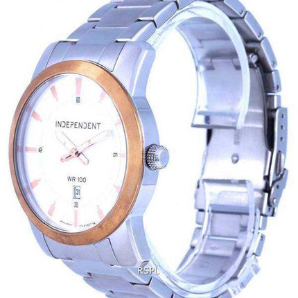 Orologio da uomo indipendente al quarzo con quadrante bianco in acciaio inossidabile IB5-438-11.G 100M