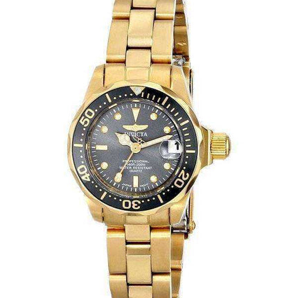 Orologio da donna Invicta Pro Diver 200M in oro al quarzo con quadrante nero 14986