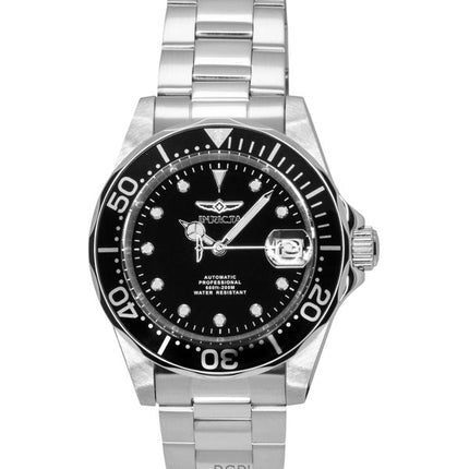 Orologio da uomo Invicta Pro Diver in acciaio inossidabile con quadrante nero, automatico, subacqueo, 17039, 200 m