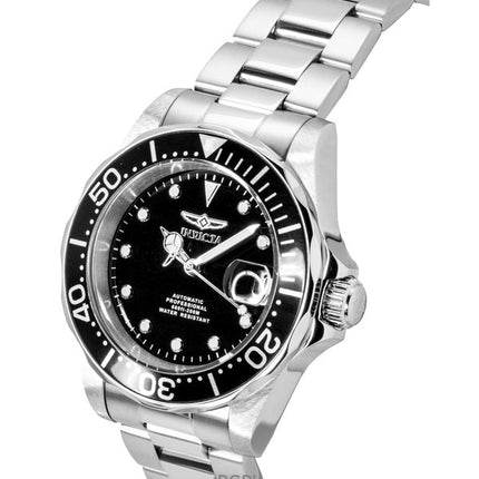 Orologio da uomo Invicta Pro Diver in acciaio inossidabile con quadrante nero, automatico, subacqueo, 17039, 200 m