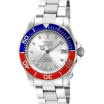 Orologio da uomo Invicta Pro Diver in acciaio inossidabile con quadrante argentato automatico 17041 200M
