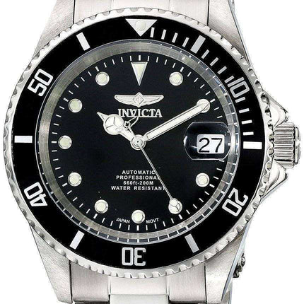 Orologio da uomo Invicta Automatic Pro Diver 200M WR quadrante nero in acciaio inossidabile 17044