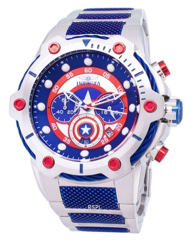Invicta Marvel 25780 Orologio da uomo al quarzo cronografo in edizione limitata Captain America