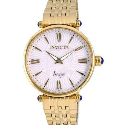 Orologio da donna Invicta Angel in acciaio inossidabile color oro con quadrante bianco al quarzo INV27987