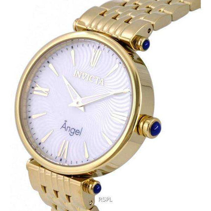 Orologio da donna Invicta Angel in acciaio inossidabile color oro con quadrante bianco al quarzo INV27987