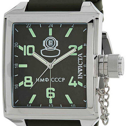Orologio da uomo Invicta Russian Diver quadrante verde cinturino in pelle al quarzo 33706 100M