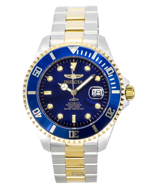 Invicta Pro Diver Two Tone Stainless Steel Blue Dial Automatic Diver's 34042 200M Men's Watch